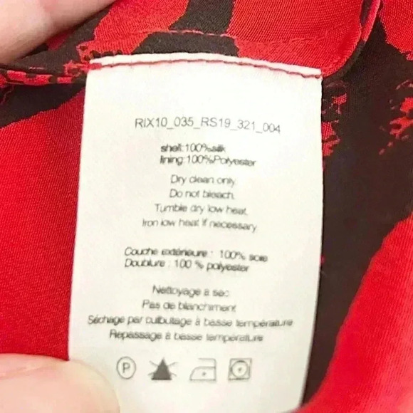 Rixo Adriana Zebra Striped Animal Print Red Black Silk Maxi Dress Size Small - Picture 15 of 16